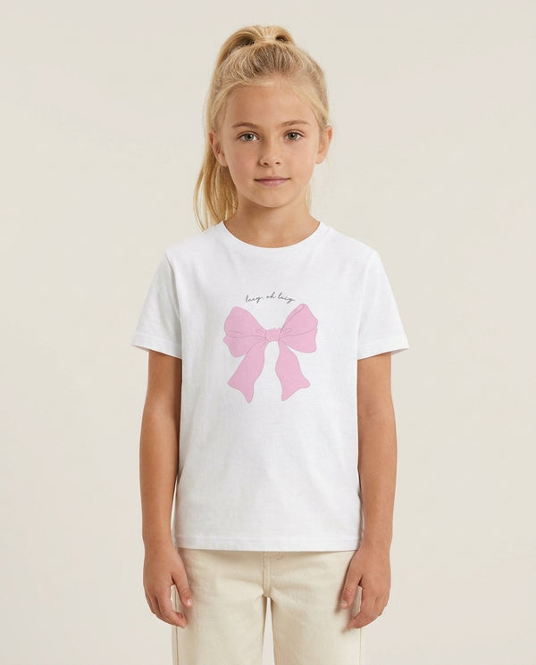 Lacy- Olivia Kids T-Shirt — White Front, worn