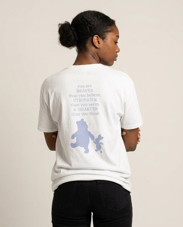 Braver, Stronger, Smarter T-Shirt — White Back, worn