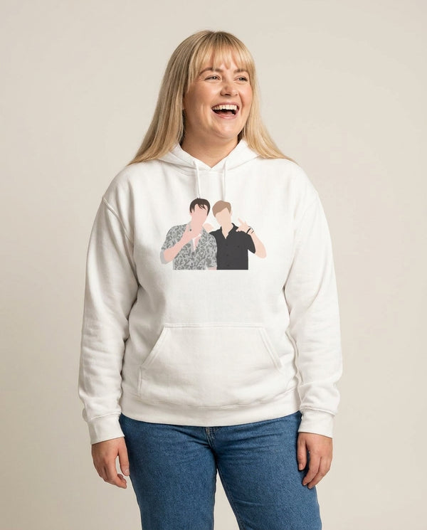 Pose - S & C Hoodie — White Front, worn