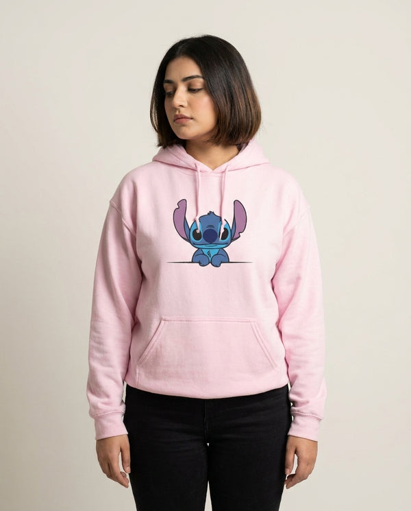 Alien Blue Leaning Hoodie — Pink Front, worn
