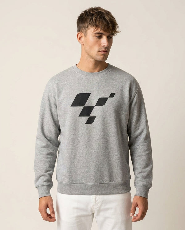 logo - Motorbike Sweatshirt — Grey Front, worn