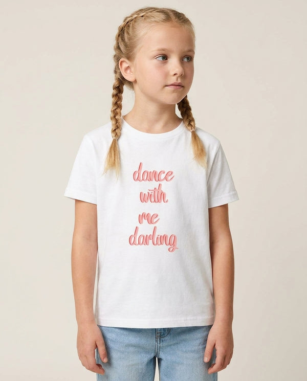 Dance With Me Darling - Fender Kids T-Shirt — White Front, worn