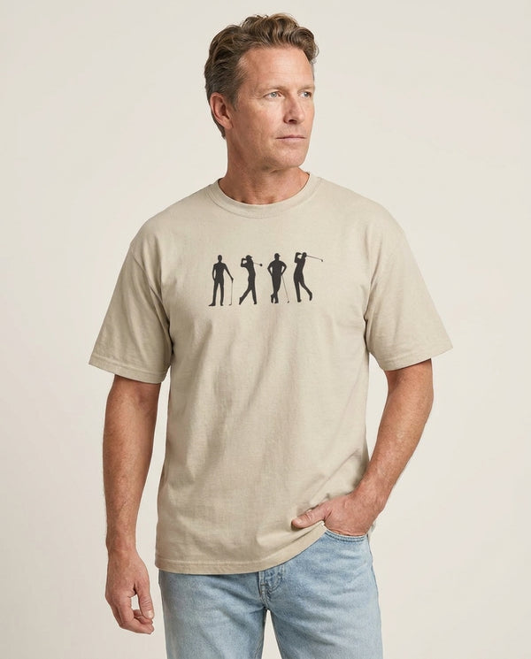 Golf Silhouettes T-Shirt — Sand Front, worn