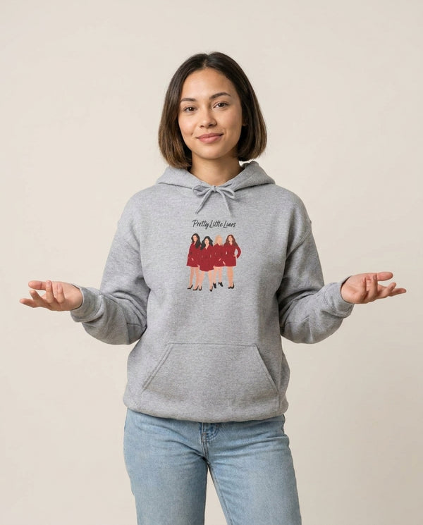 Girls - PLL Hoodie — Grey Front, worn