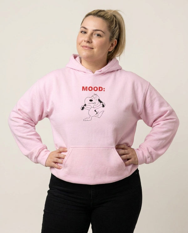 Mood Cartoon Beagle  Hoodie — Pink Front, worn