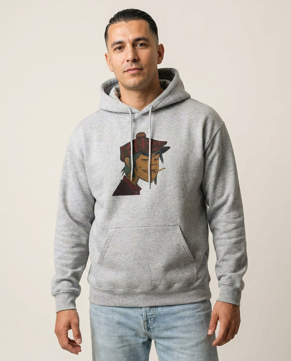 Style Hoodie — Grey Front, worn