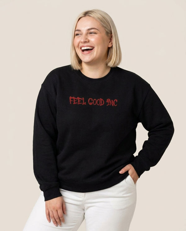 Feel Good Inc Sweatshirt — Black Front, worn