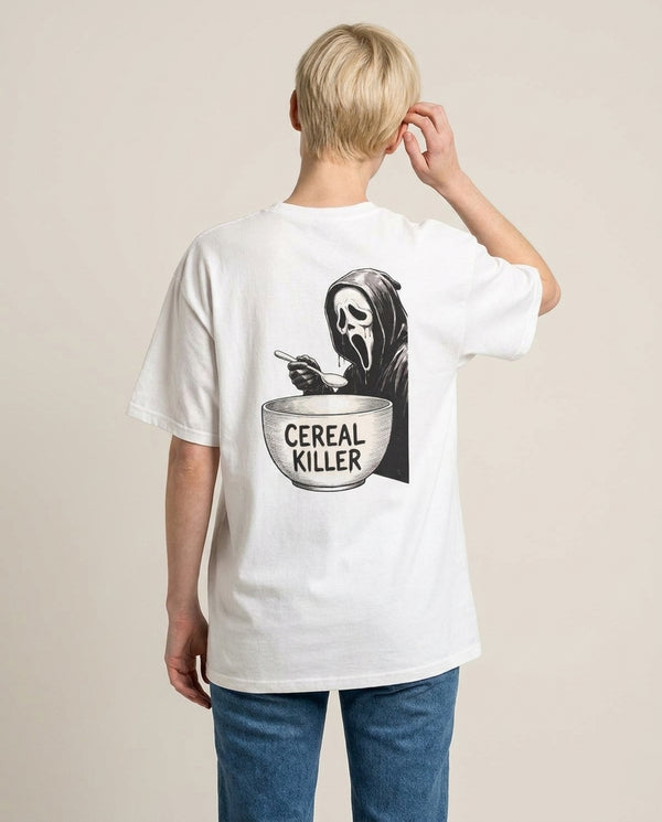 Cereal Killer - Scream T-Shirt — White Back, worn