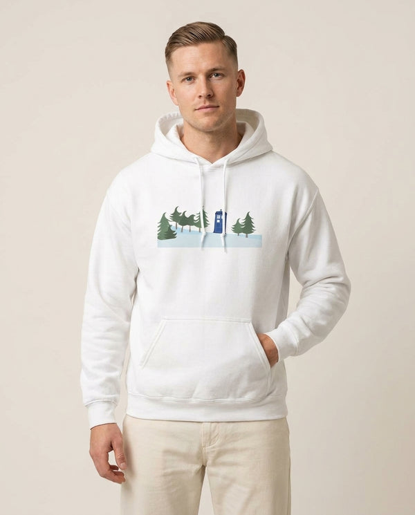 Christmas Tardis - Doctor Who Hoodie — White Front, worn