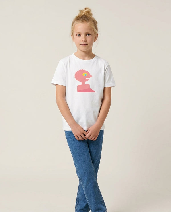 Prismo Kids T-Shirt — White Front, worn