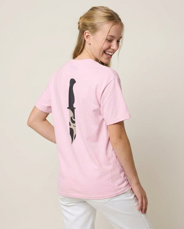 Ghostface Dagger - Scream T-Shirt — Pink Back, worn