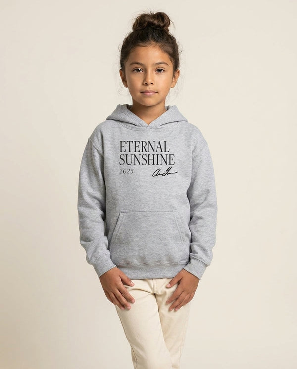 Sunshine Signature 2025 Kids Hoodie — Grey Front, worn