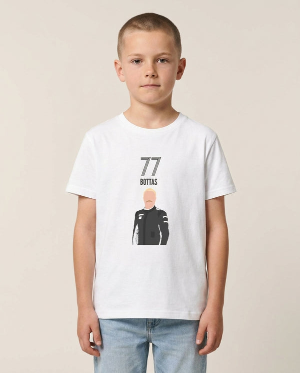 Bottas 2026 Kids T-Shirt — White Front, worn