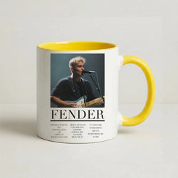 Fender Orange Song List Coffee Yellow Mug