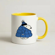 Cartoon Beagle Puffer Jacket Blue Mug 8