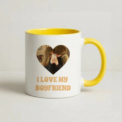 I Love My Boyfriend - Personalised Couples Coffee Yellow Mug