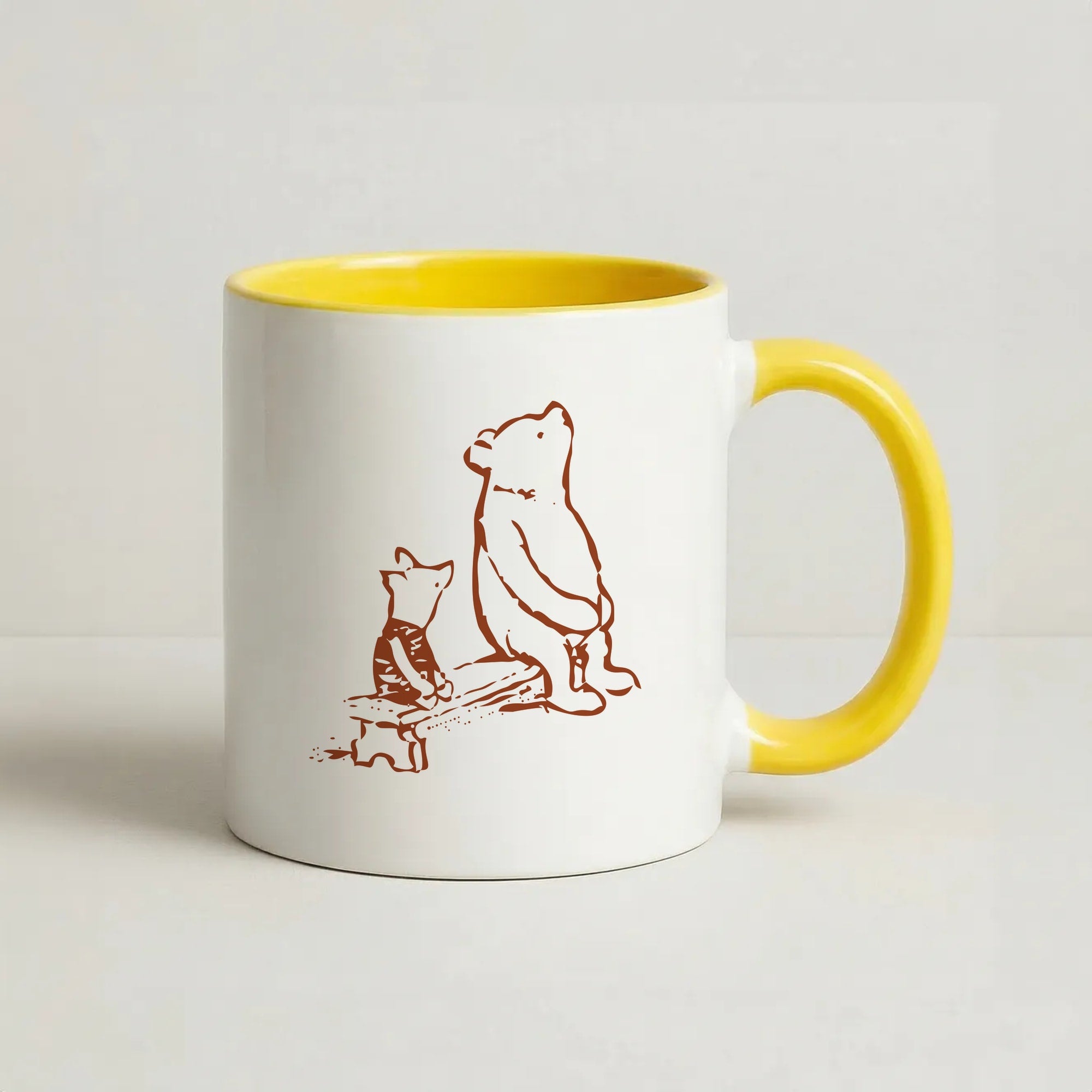 Winnie & Pig Coffee Yellow Mug