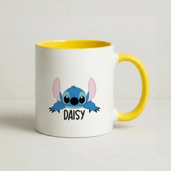 Blue Alien - Personalised Disney Coffee Yellow Mug