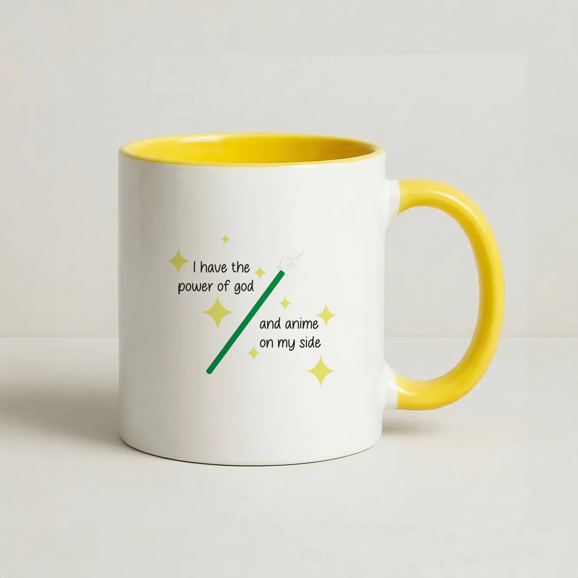 I Have The Power Of God And Anime On My Side - Memes Coffee Yellow Mug