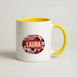 Collage - Personalised Superhero Comic Coffee Yellow Mug