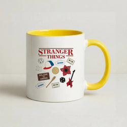 Stranger Things Cartoon Icons Coffee Yellow Mug