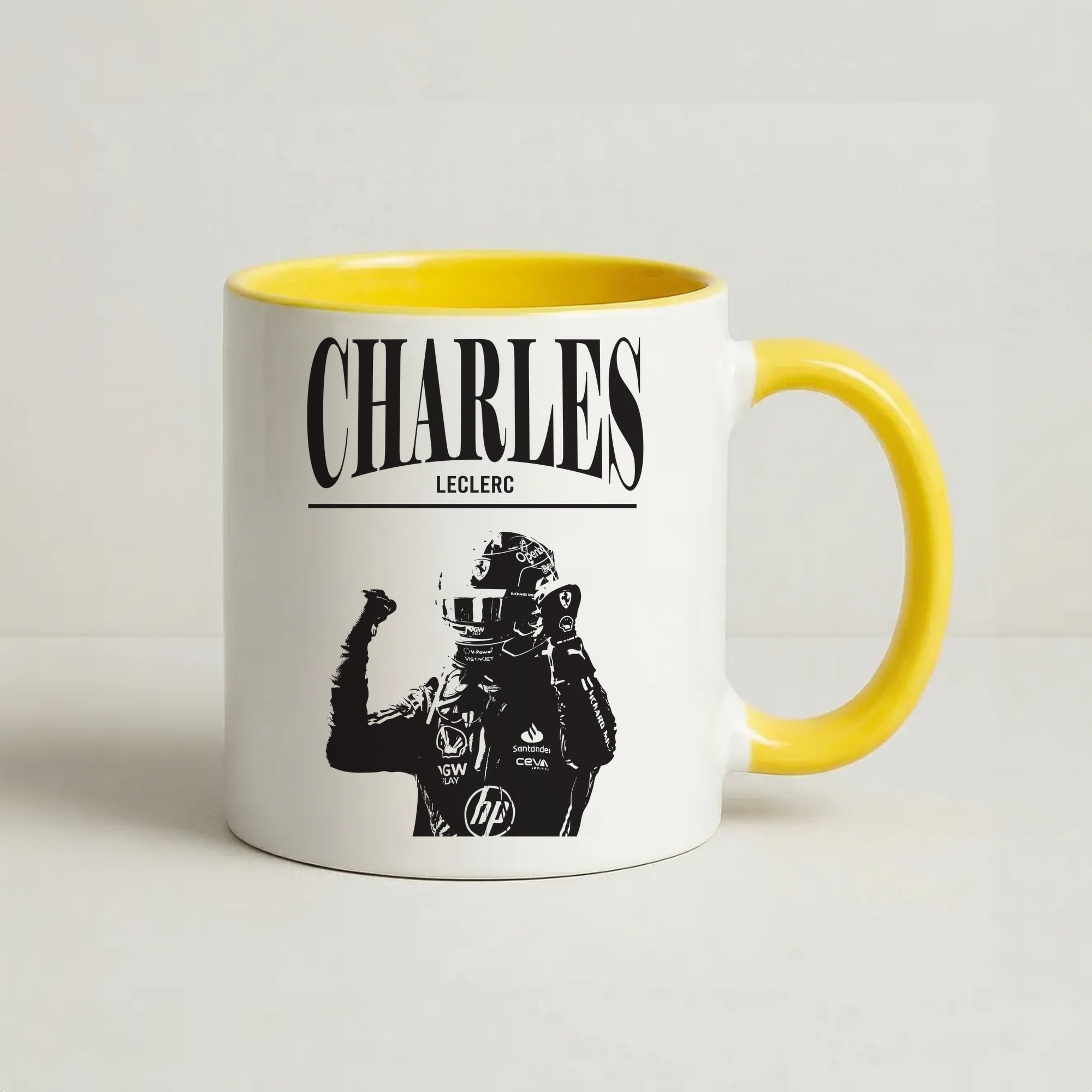 Charles Red And Gold Coffee Yellow Mug