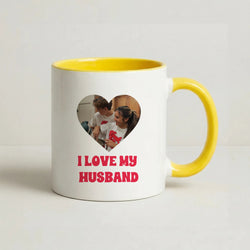 I Love My Husband - Personalised Couples Coffee Yellow Mug