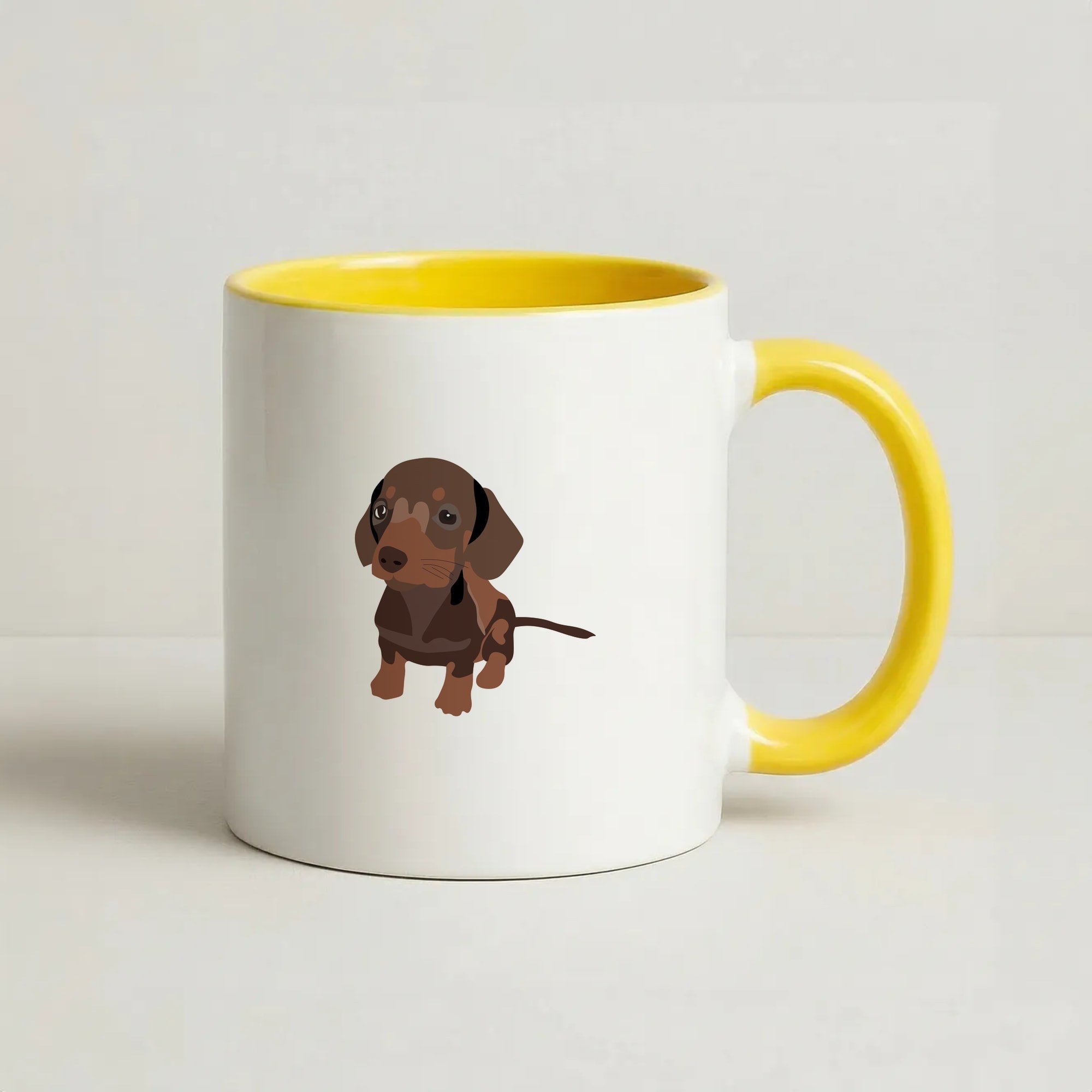 Brown - Dachshunds Coffee Yellow Mug