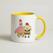 Cartoon Sponge And Starfish Christmas Hats Mug 8