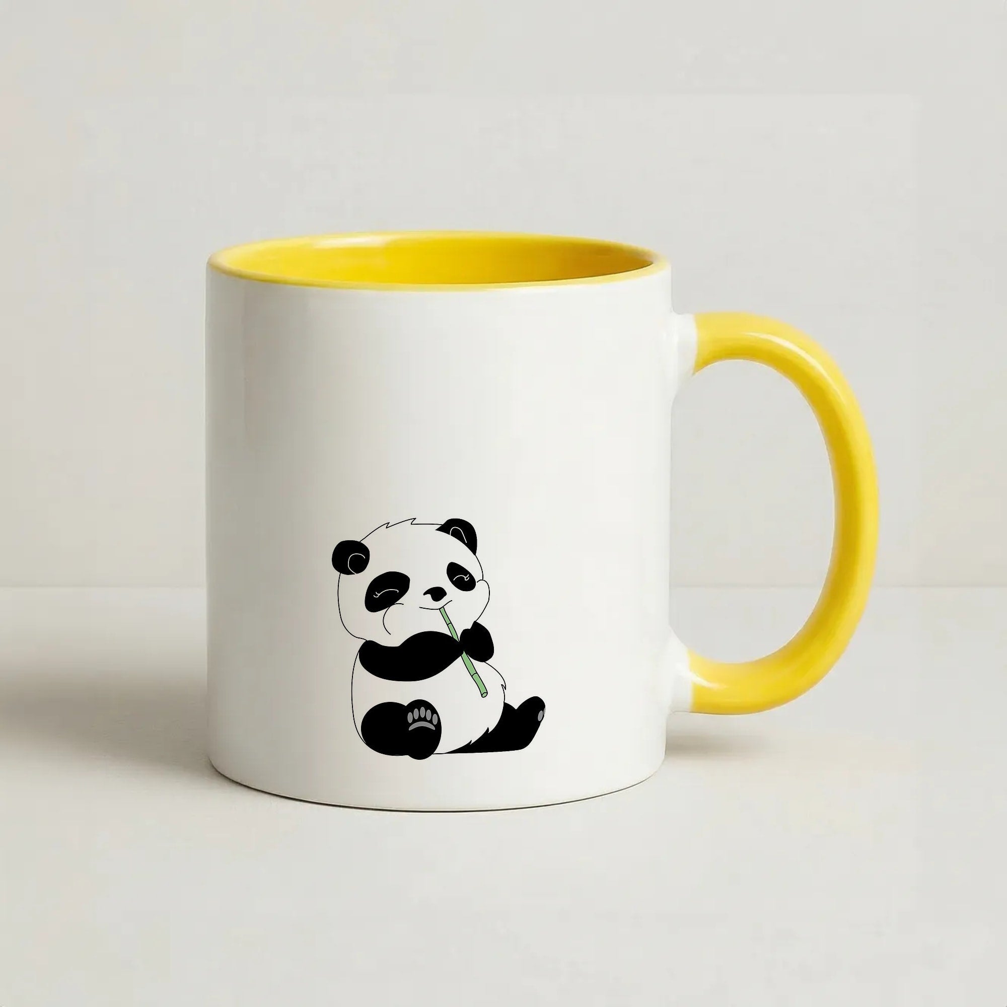 Vegan Panda Coffee Yellow Mug