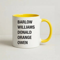 Take Band Members Names Coffee Yellow Mug
