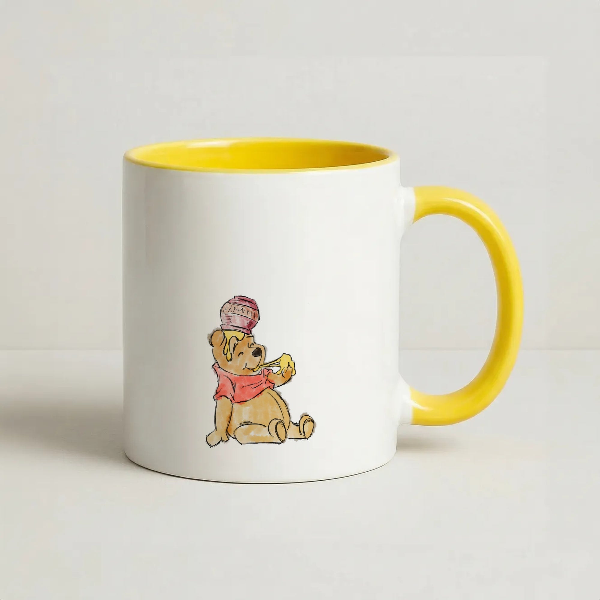 Winnie Sketch Coffee Yellow Mug