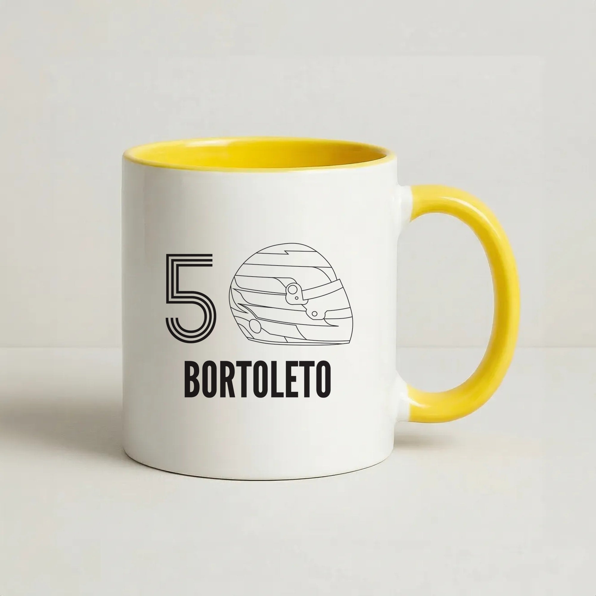 Bortoleto Helmet 2026 Coffee Yellow Mug