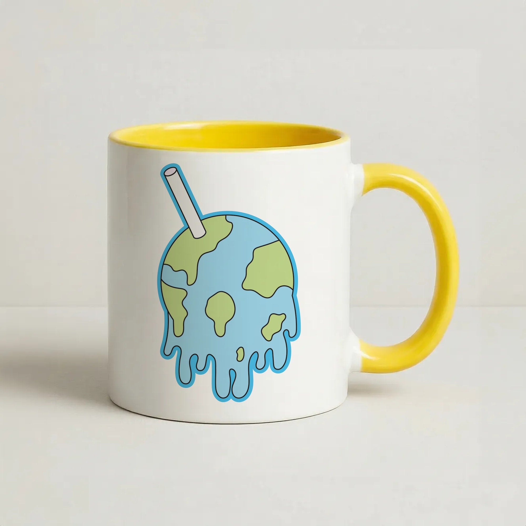 Straw - Juice Coffee Yellow Mug