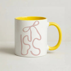 Black Ribbon Coffee Yellow Mug