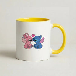 Angel And Blue Alien - Black Alien Coffee Yellow Mug