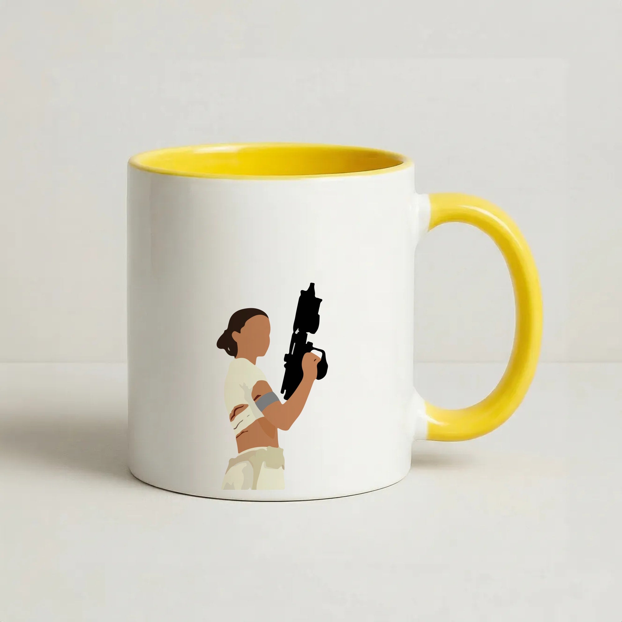 Leia With Gun Coffee Yellow Mug