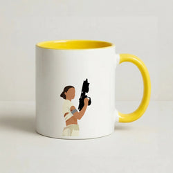 Leia With Gun Coffee Yellow Mug