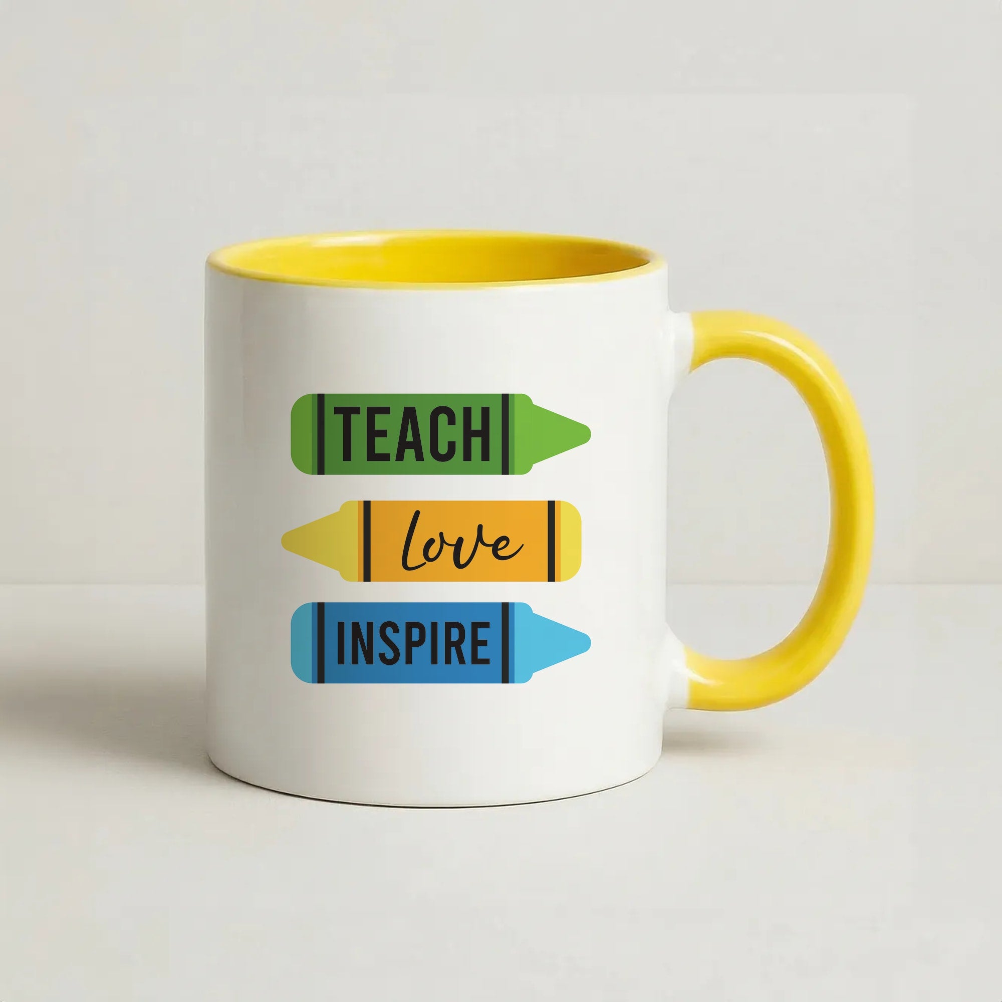 Teach, Love, Inspire Coffee Yellow Mug