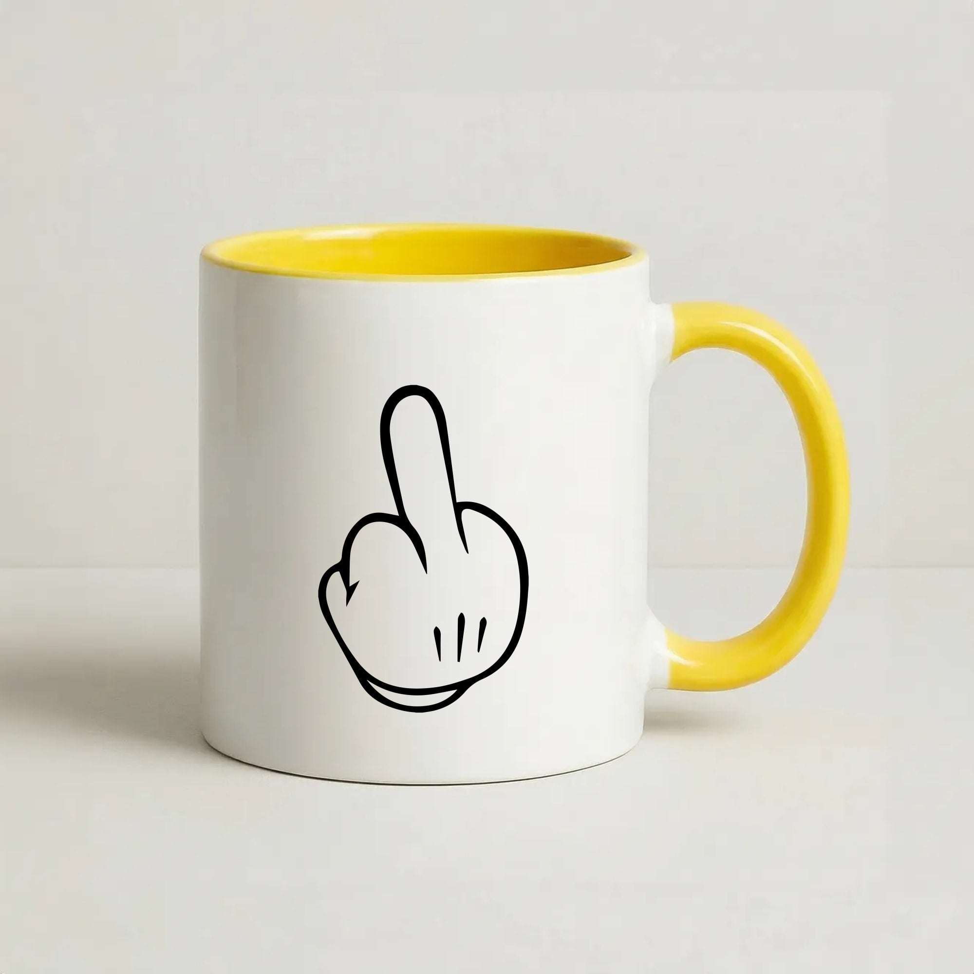 Fairytale Mouse Middle Finger Coffee Yellow Mug