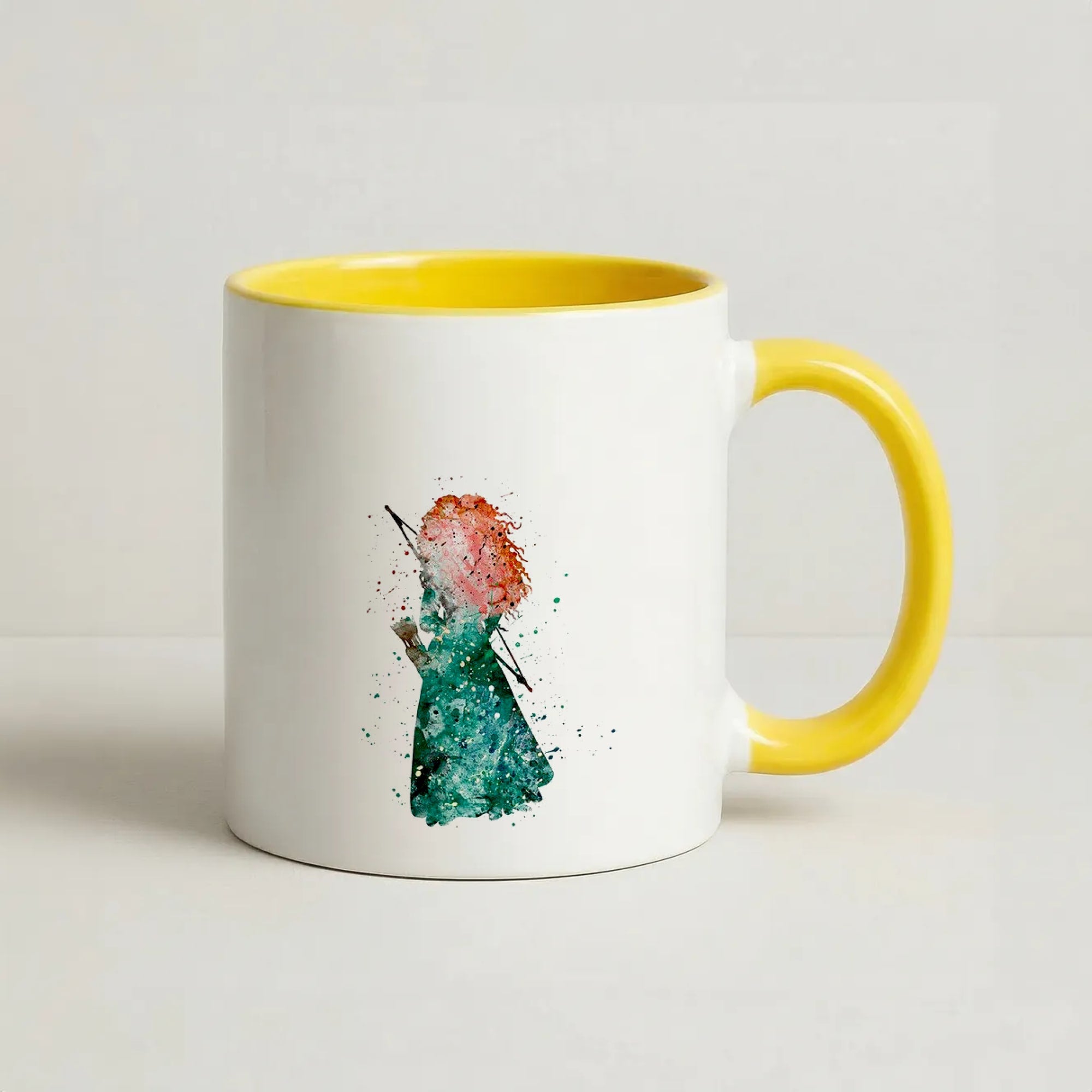 Watercolour Princess Merida Brave Fairytale Coffee Yellow Mug
