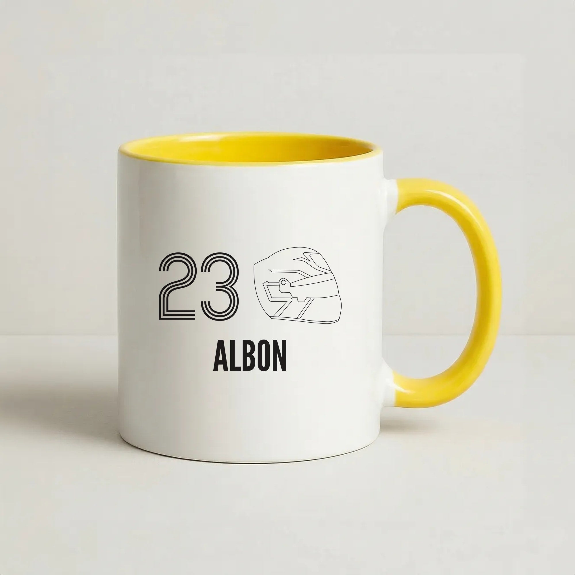Albon Helmet 2026 Coffee Yellow Mug