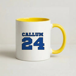 Dark Blue - Personalised Football Coffee Yellow Mug
