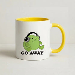 Go Away Grumpy Frog  Coffee Yellow Mug
