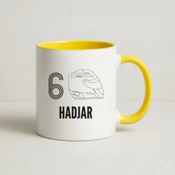 Hadjar Helmet 2026 Coffee Yellow Mug