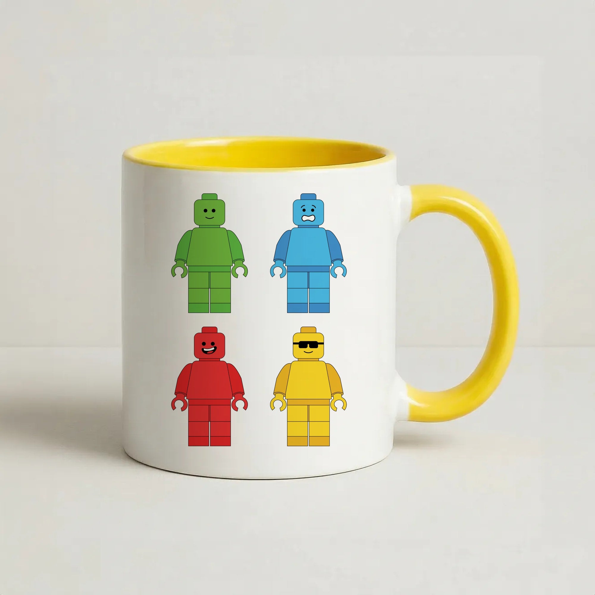 Bricks Figures Rainbow Coffee Yellow Mug