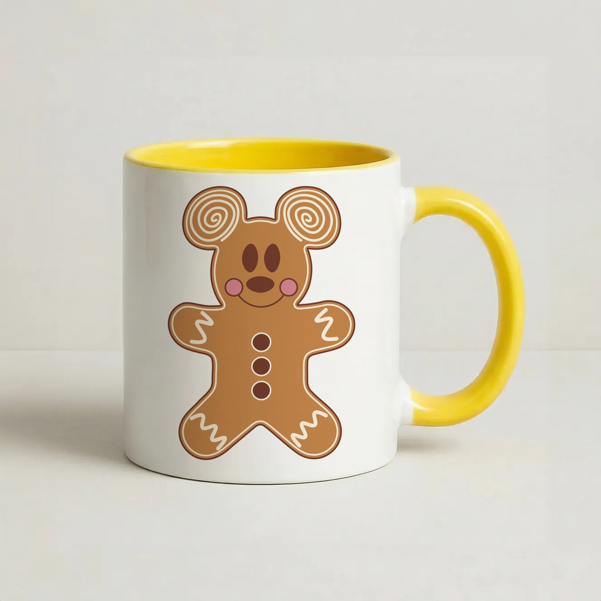 Cartoon Mouse Gingerbread Coffee Yellow Mug