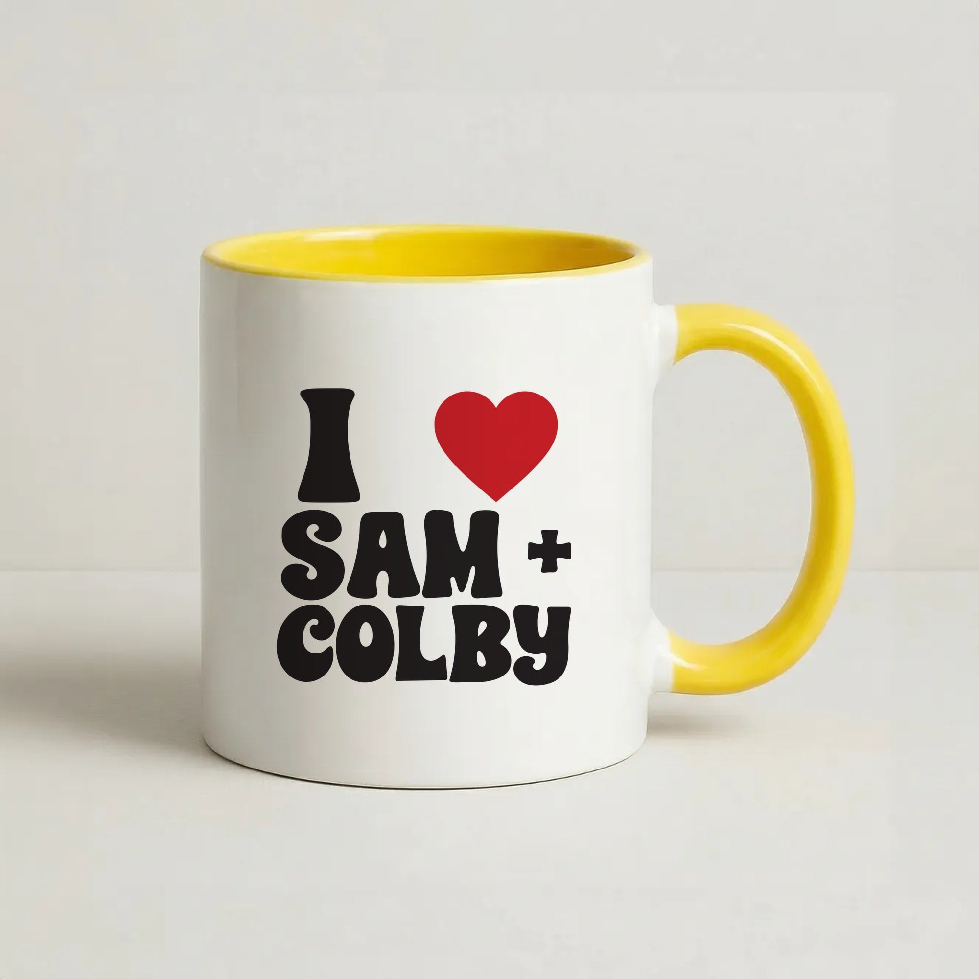 I Love S & C Coffee Yellow Mug