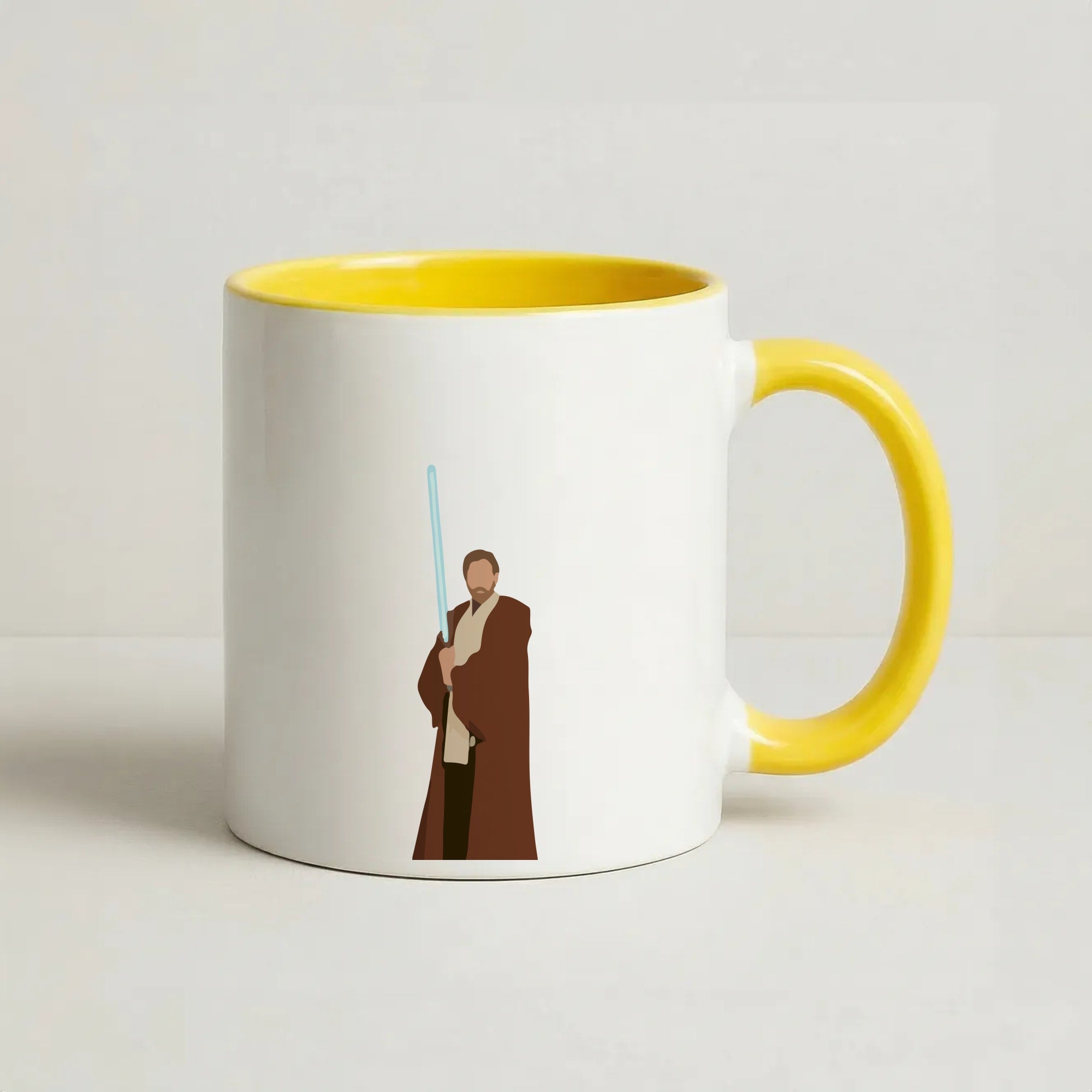 Kenobi Blue Lightsaber Coffee Yellow Mug