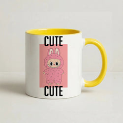 Cute Black Monster Coffee Yellow Mug